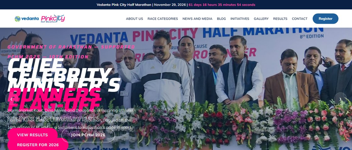 Vedanta Pink City Half Marathon – Jaipur 대회 포스터