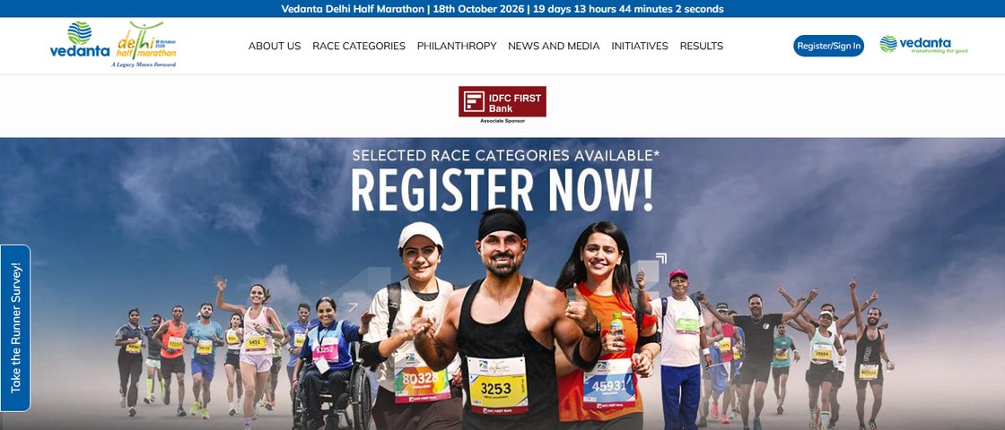 Vedanta Delhi Half Marathon 대회 포스터