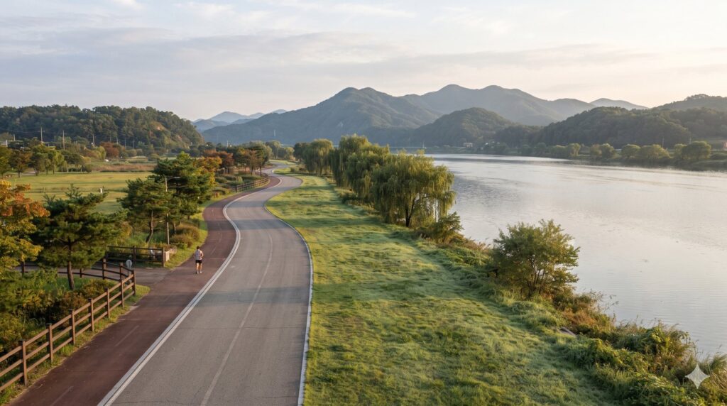 양평 양평도서관~갈산공원 강변길 2.7km (남한강 자전거길 따라)